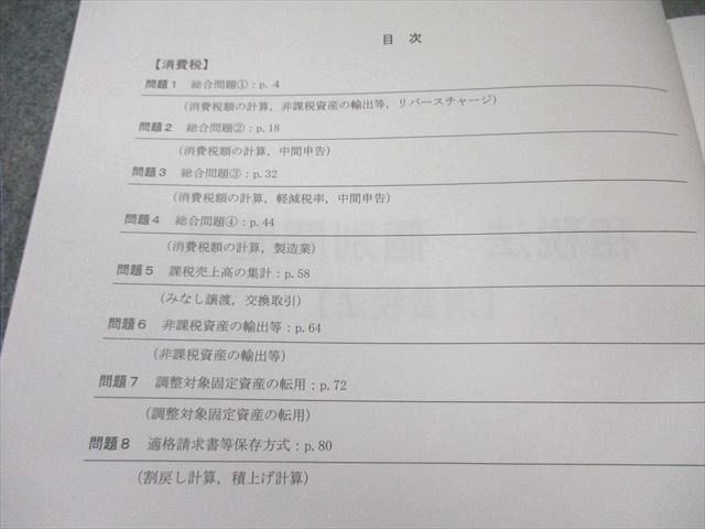 CPA会計学院 公認会計士講座 租税法 個別計算問題集(消費税法