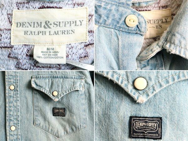 ダメージ加工 □ DENIM&SUPPLY ラルフローレン ネイティブ 刺繍 デ