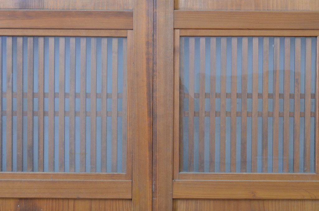 格子帯戸2枚セット アンティーク建具