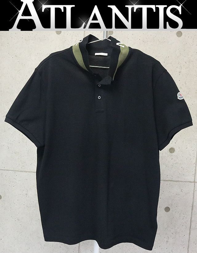 銀座店 美品 モンクレール ロゴ ポロシャツ 半袖 黒 XXL 90421