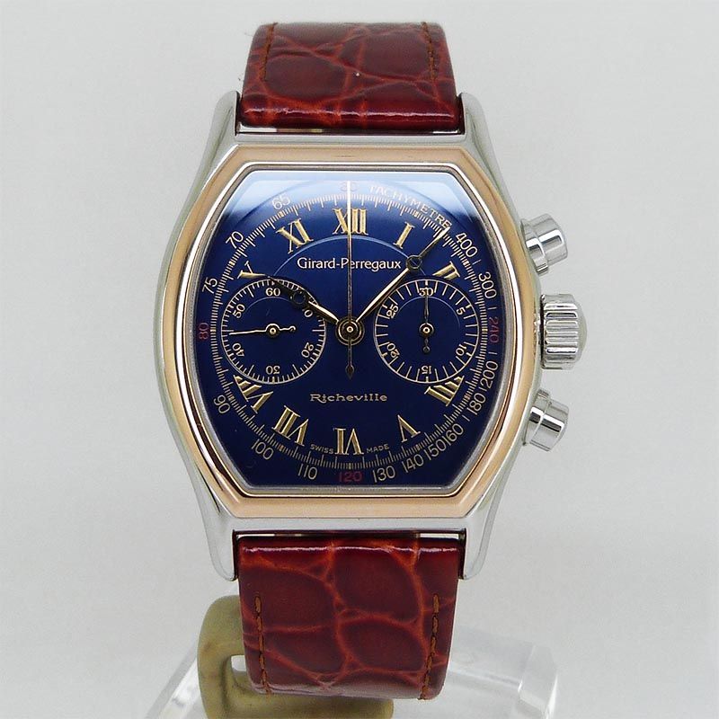 ジラールペルゴ GIRARD-PERREGAUX 2710 リシュビルクロノグラフ SS×PG ブルー 手巻