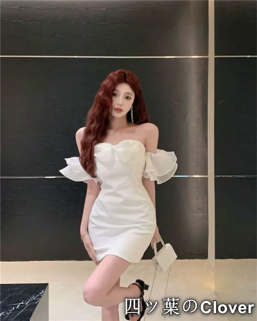 美品・未使用新品】パーティーに最適なオフショルダーミニドレス