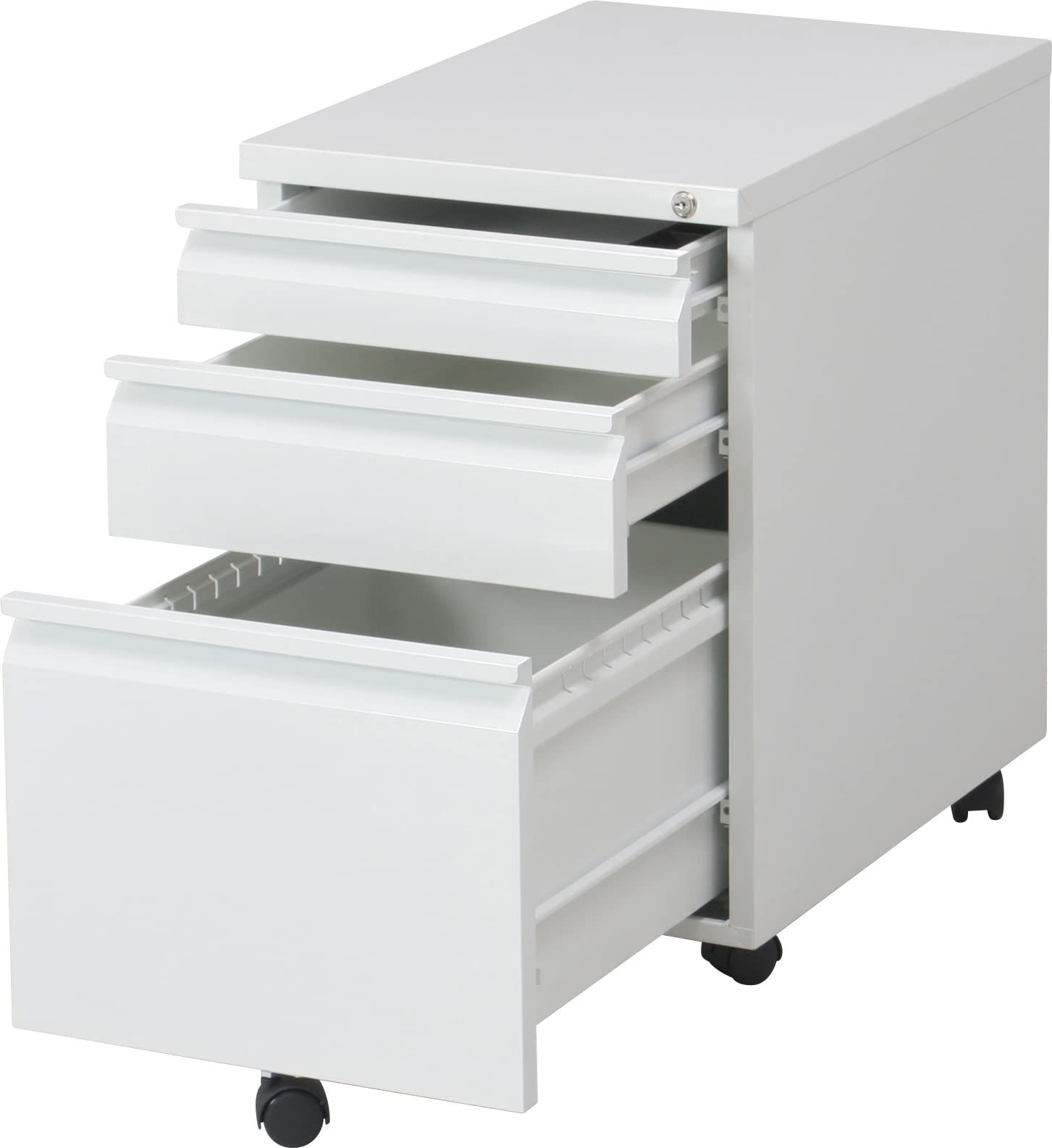 ルイン キャスター付き A4対応 引出オールロック機能 インキャビネット 83991 ホワイト 幅39.5×幅55×高さ60.5cm 3段 デスクワゴン サイドワゴン 不二貿易 MARWIL-DEMENAGEMENTS_CH