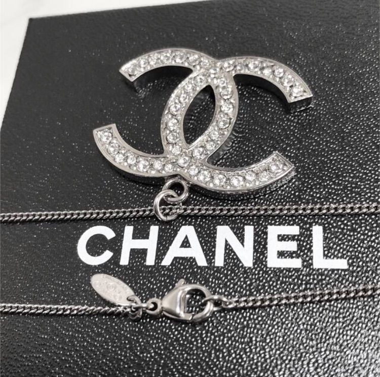 CHANEL シャネル ネックレス シルバー ココマーク ラインストーン 両面