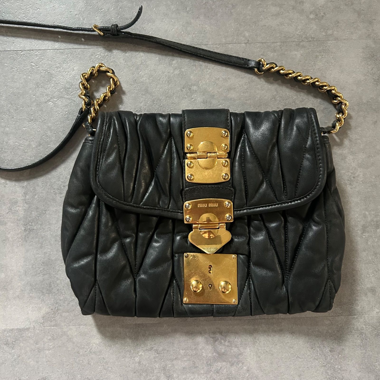 2way❗️ miumiu leather shouler bag black - メルカリ