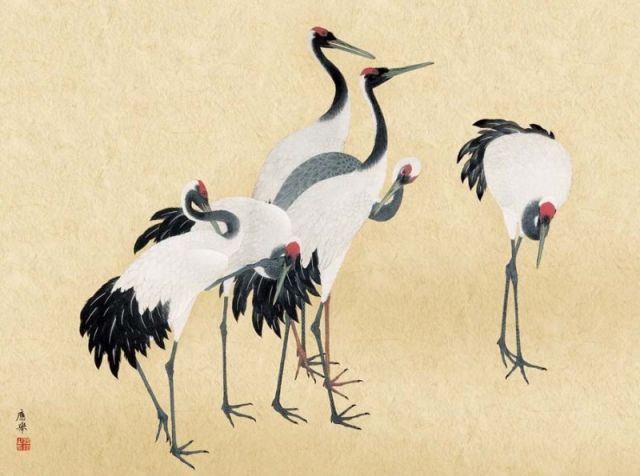種類3：f8 額絵 円山応挙 群鶴図 f8・f6・f4サイズ 日本の名画シリーズ 