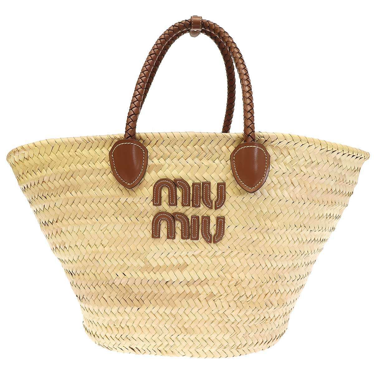 miu miu ミュウミュウ レザーハンドル ロゴバスケットバッグ