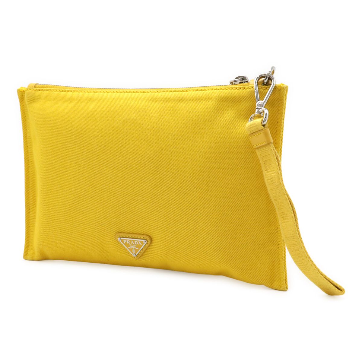 prada ポーチ　クラッチ　2012 イエロー　pouch clutch PRADA プラダ エンボスロゴ クラッチバッグ セカンドバッグ