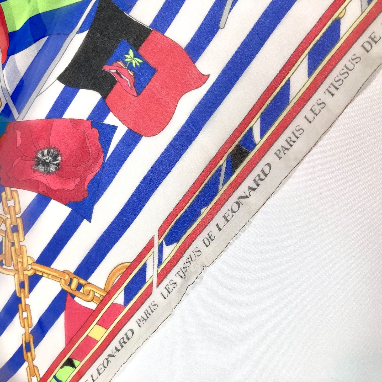 希少品＆1点のみ【#1629】レオナール製ストライプ柄シルクシフォン生地  