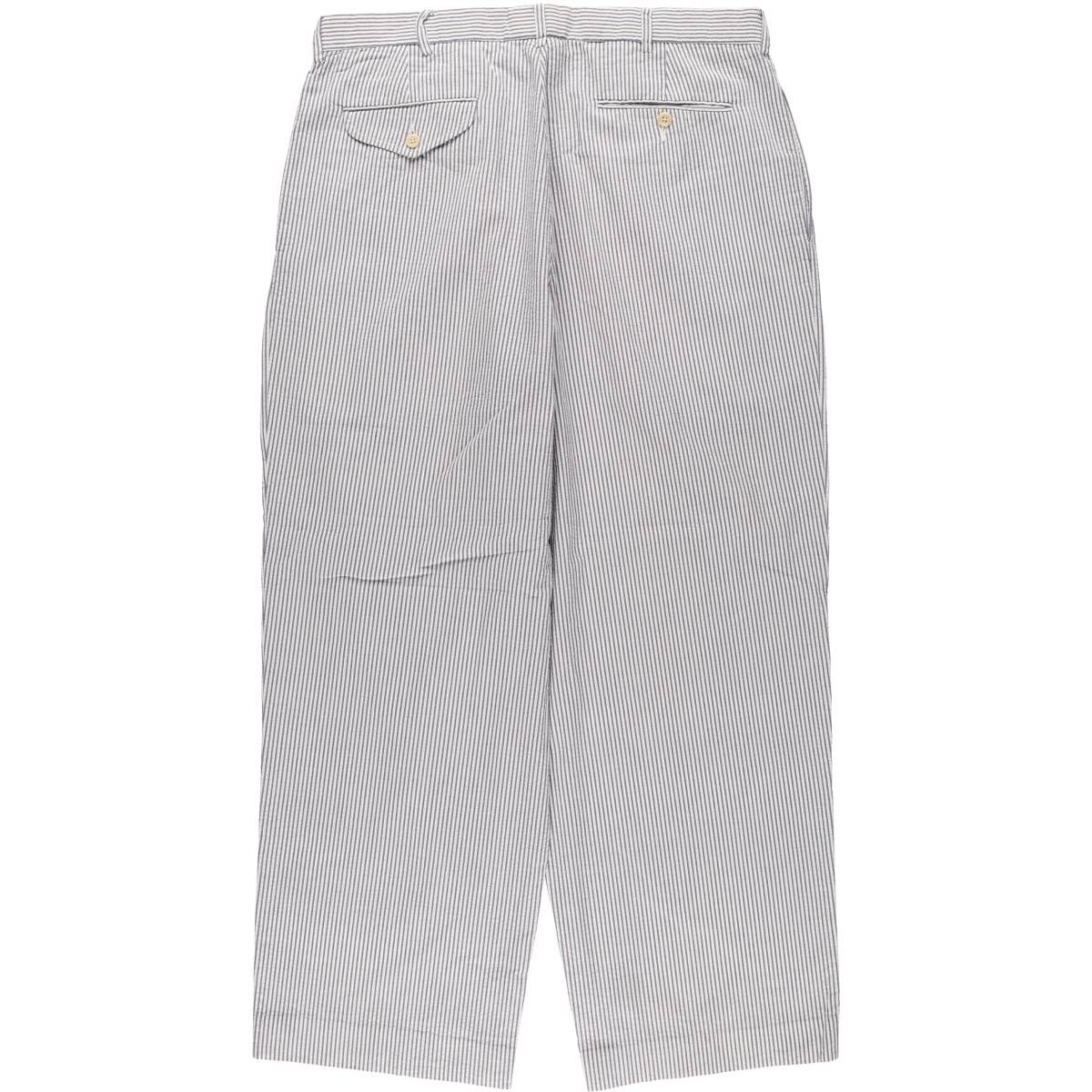 古着 ラルフローレン Ralph Lauren POLO by Ralph Lauren ストライプ柄 シアサッカー ツータック コットン スラックスパンツ eaa570618