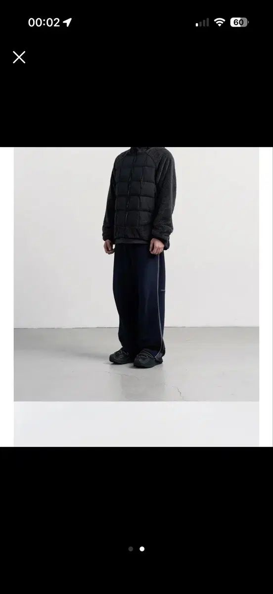 クワイエットウェア ネイビー トラック サイドライン ワイド パンツ