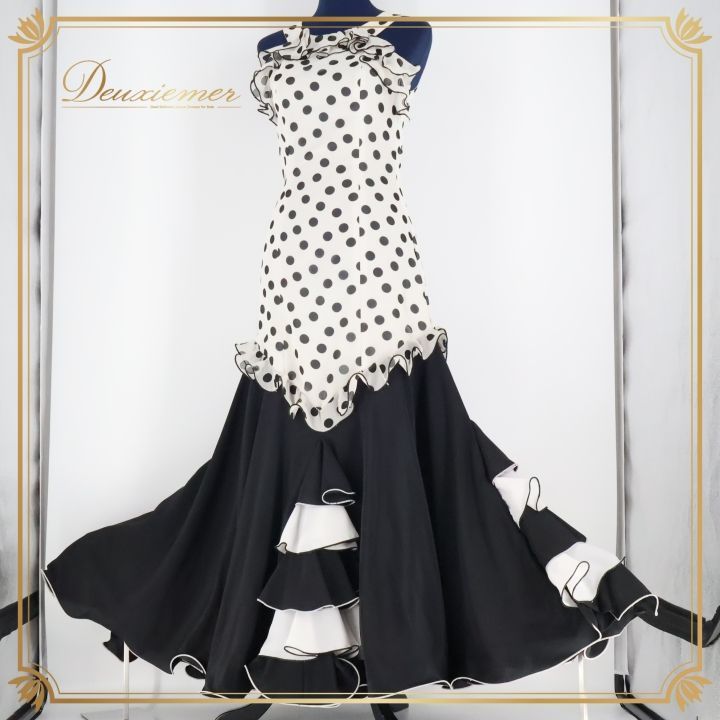 フラメンコドレス 青と白の水玉 フラメンコ 衣装 ワンピース ドレス