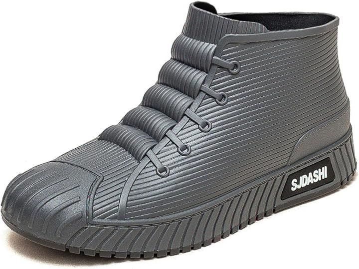 Kuro&Ardor(クロ&アーダー) メンズ レインシューズ スニーカー風 カジュアル 雨靴 長靴 男性用 ショート ブーツ ゴム 通勤 通学 ながぐつ 防水 撥水 ハイカット おしゃれ お洒落 かっこいい(グレー,  27.0 cm)