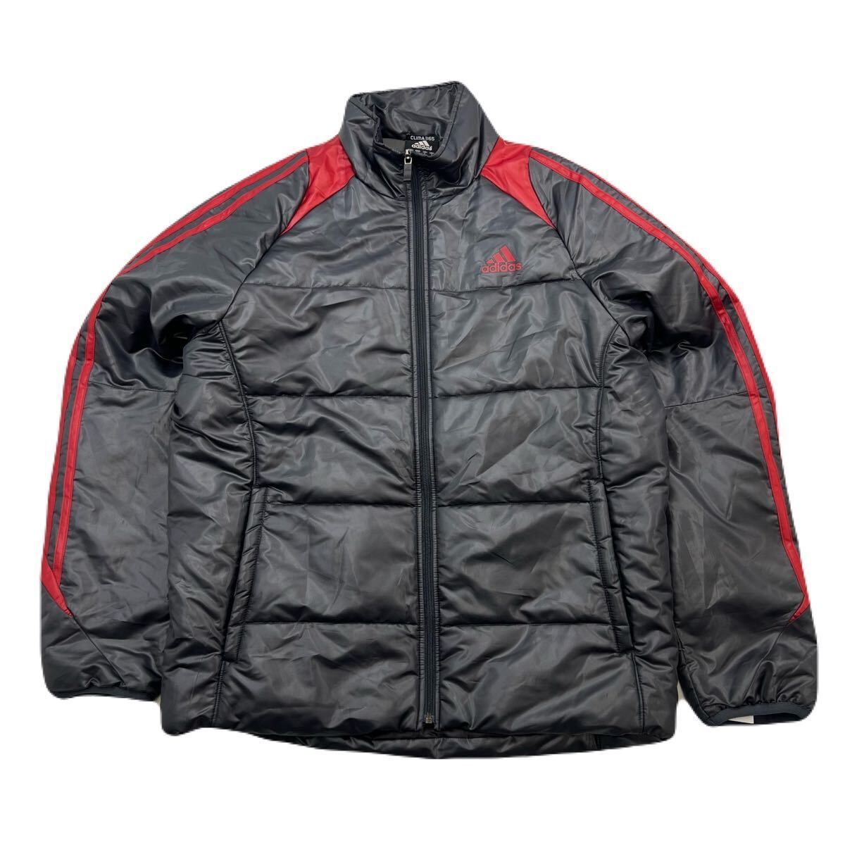 adidas ☆ アディダス 中綿 ジャケット ブルゾン グレー レッド メンズ 