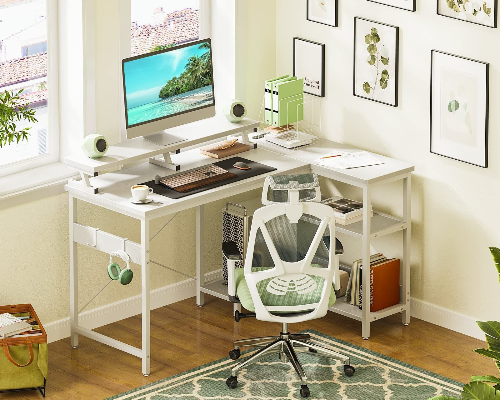 コンセント付き コーナーデスク