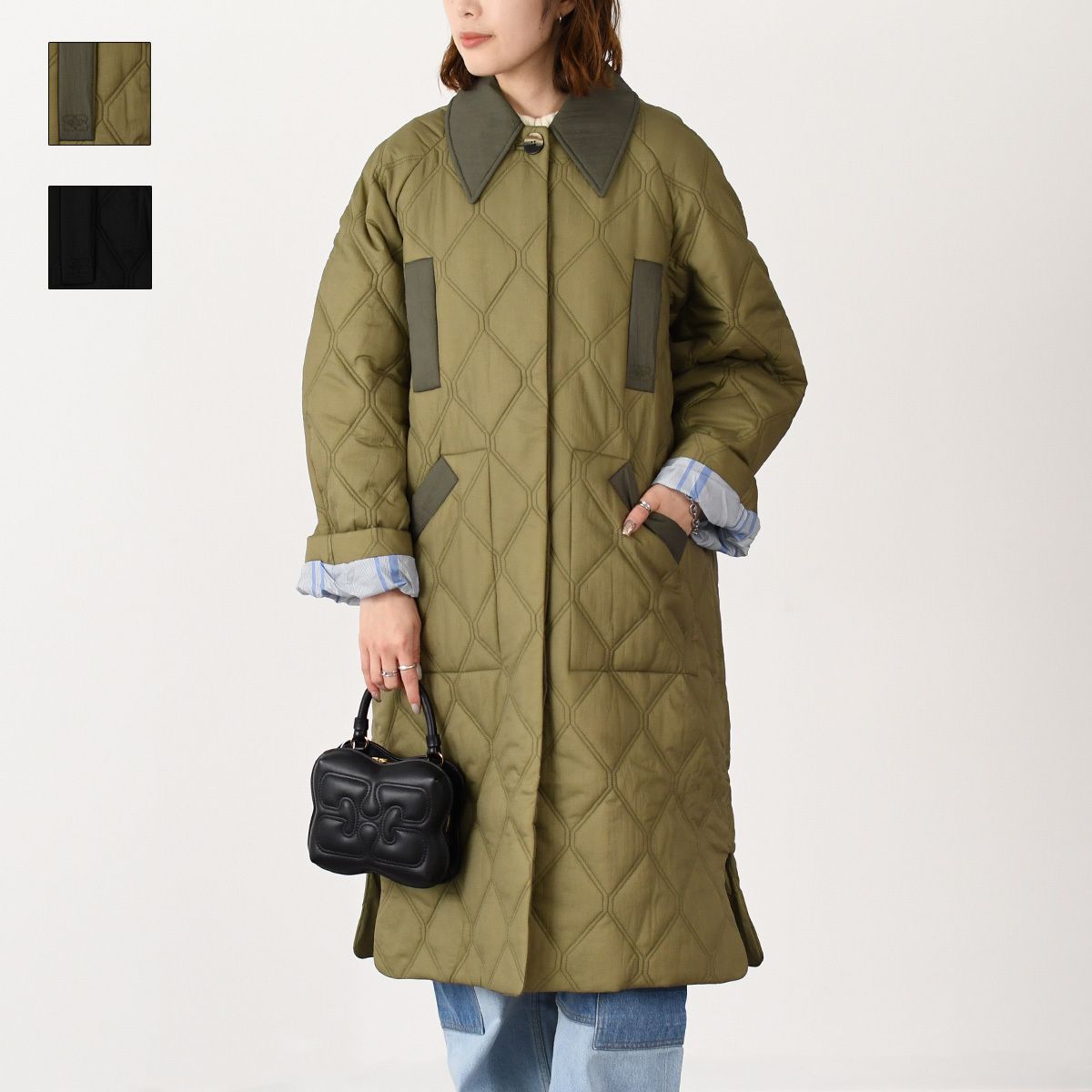 GANNI ガニー アウター ジャケット QUILT RAGLAN MIDI COAT F9206 GANNI ガニー アウター ジャケット QUILT RAGLAN MIDI COAT F9206