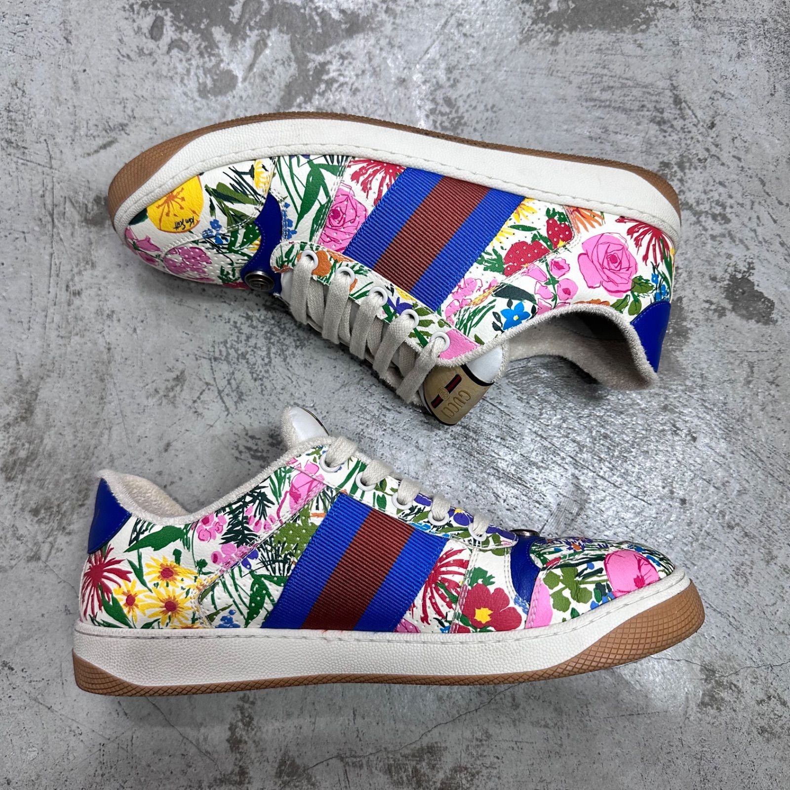 注目の新作♪【GUCCI】〔グッチ スクリーナー〕花柄 スニーカー 参考上代99000円 GUCCI KEN SCOTT スクリーナー 花柄 レザー