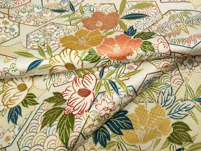 平和屋着物●上質な小紋 亀甲草花文 金彩 正絹 逸品 CAAX4405ut