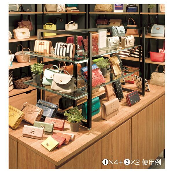 ガラス棚セットW90cm オーバーハングタイプ 8mm厚 D25cm 61-36-4-3 