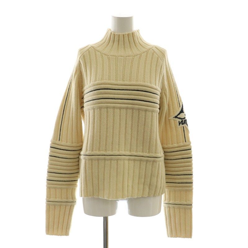 ルイヴィトン LOUIS VUITTON 24SS コントラスト アクセント プルオーバー ニット セーター 長袖 34 XS アイボリー |AQ OS