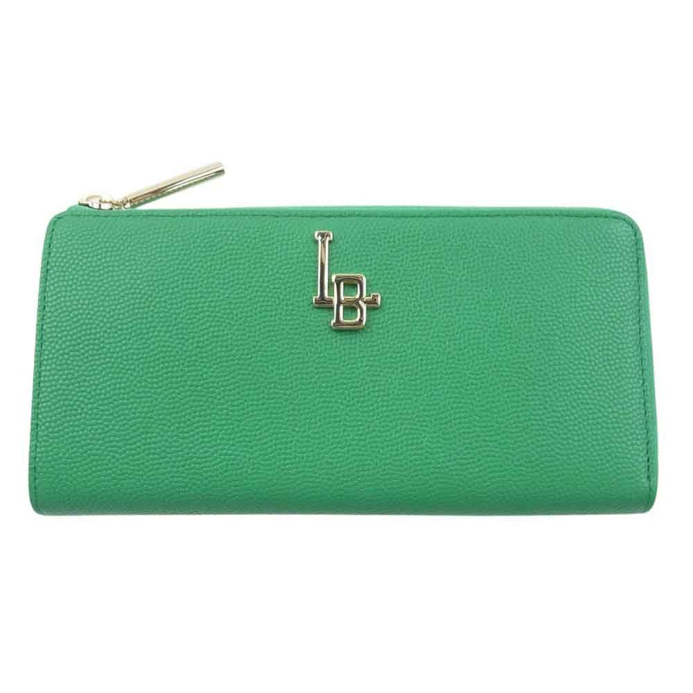 LANVIN en Bleu ランバンオンブルー 484590 エルヴィー ロゴデザイン レザーウォレット 長財布 L字ジップ グリーン系 新古品