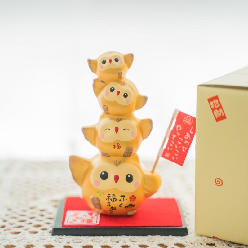 薬師窯　彩耀ふく福金まねき(ふくろう 小)  可愛い  商売繁盛 縁起物 雑貨 おしゃれ 飾り 玄関飾り 開運インテリア ギフト プレゼント かわいい おしゃれ 新築祝い お祝い  父の日 敬老の日 記念品