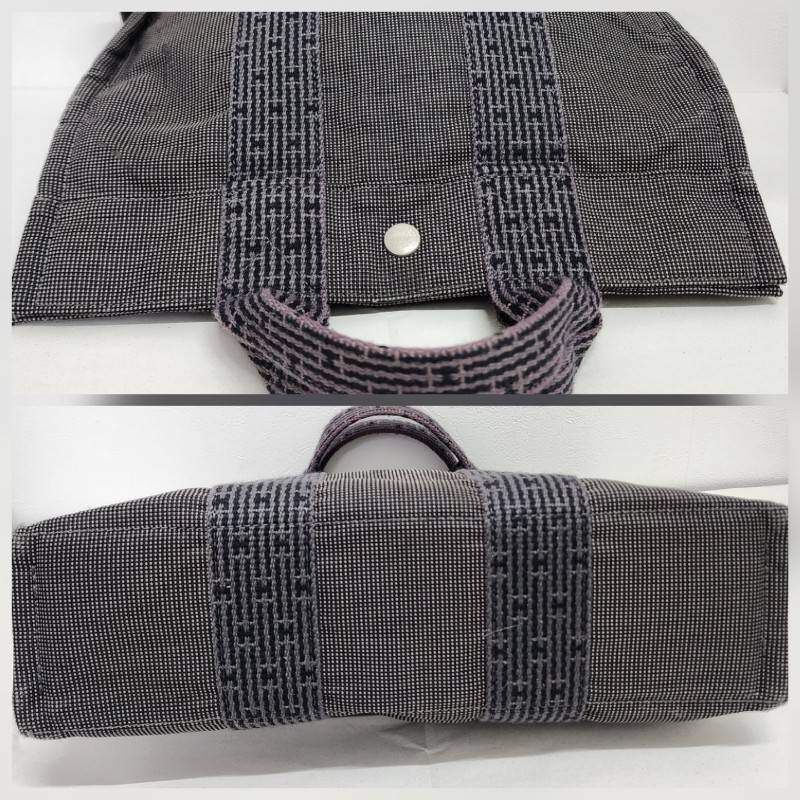 人懐っこい HERMES エルメス エールライン トートPM グレー キャンバス 帆布 トートバッグ レディース 22510R11 横丁の