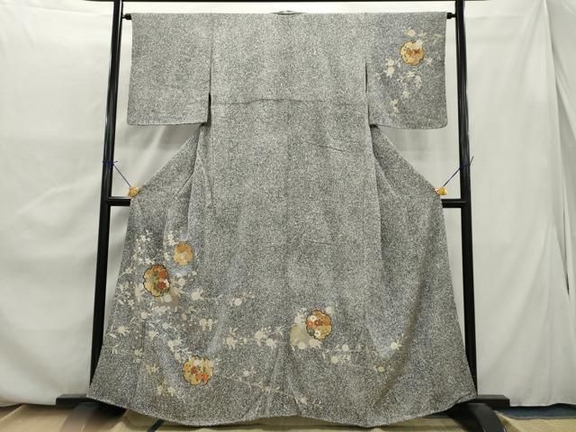 平和屋着物□訪問着 絞り 変わり雪輪花文 金彩 正絹 逸品 AAAY2677ja
