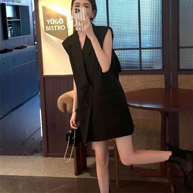 ベスト ダブルデザイン韓国 バックリボン 羽織り ジレ 今季新作