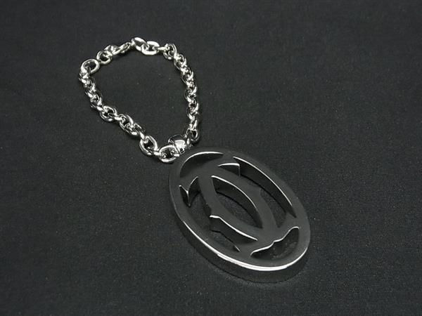 Cartier カルティエ 2Cロゴ バッグチャーム キーホルダー アクセサリー メンズ レディース シルバー系 FM7508