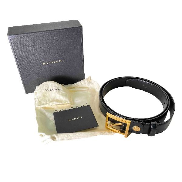 BVLGARI ブラック レザーベルト BVLGARI ブラックレザー ベルト 90cm - メルカリ
