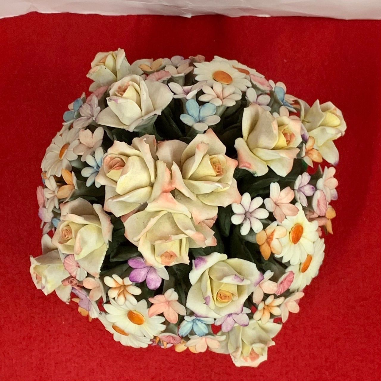 カポディモンテ 陶花 陶器 イタリア製 置物 フラワー オブジェ レトロ