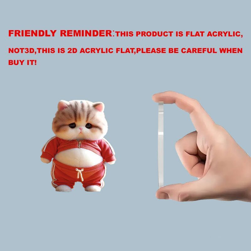 デブ猫 キーホルダー 吊り下げ 平面 2D アクリル 8cm かわいい