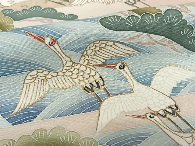 平和屋着物○豪華色留袖 友禅 作家物 飛鶴笠松文 金彩 正絹 逸品 未