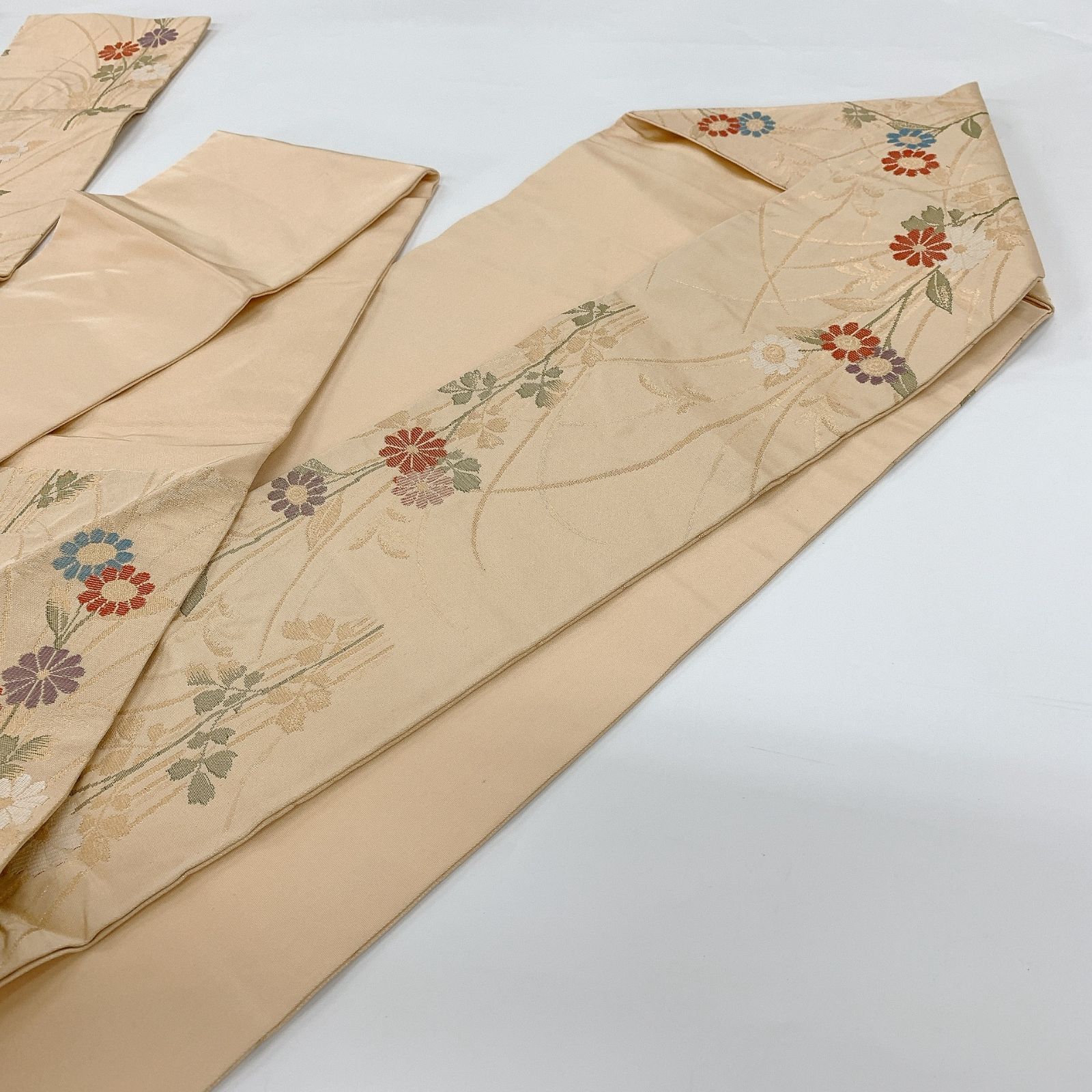 5576］名古屋帯 枝花文様 九寸 金糸 正絹 着物 - メルカリ