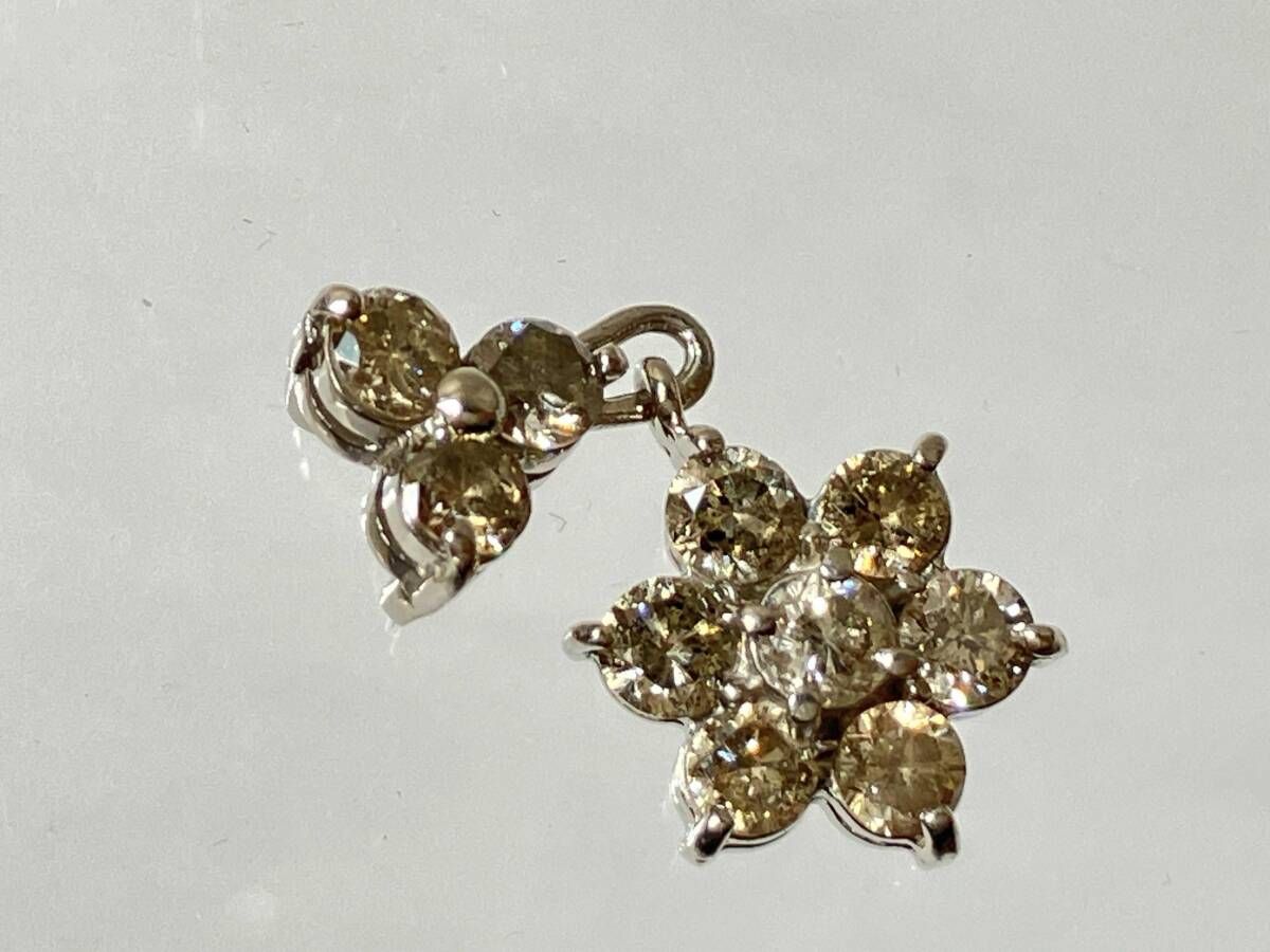ソーティング付 Pt900プラチナ 天然ダイヤモンド D1.00ct 総重量約1.9g 花モチーフ ペンダント トップ