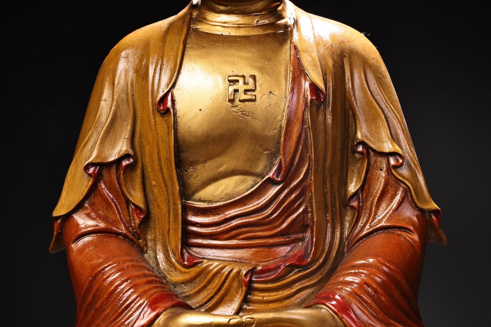 旧家蔵出し 銅製 浮彫 鏨刻 描金 彩繪 釋迦牟尼像 仏像 密宗密教 供養 