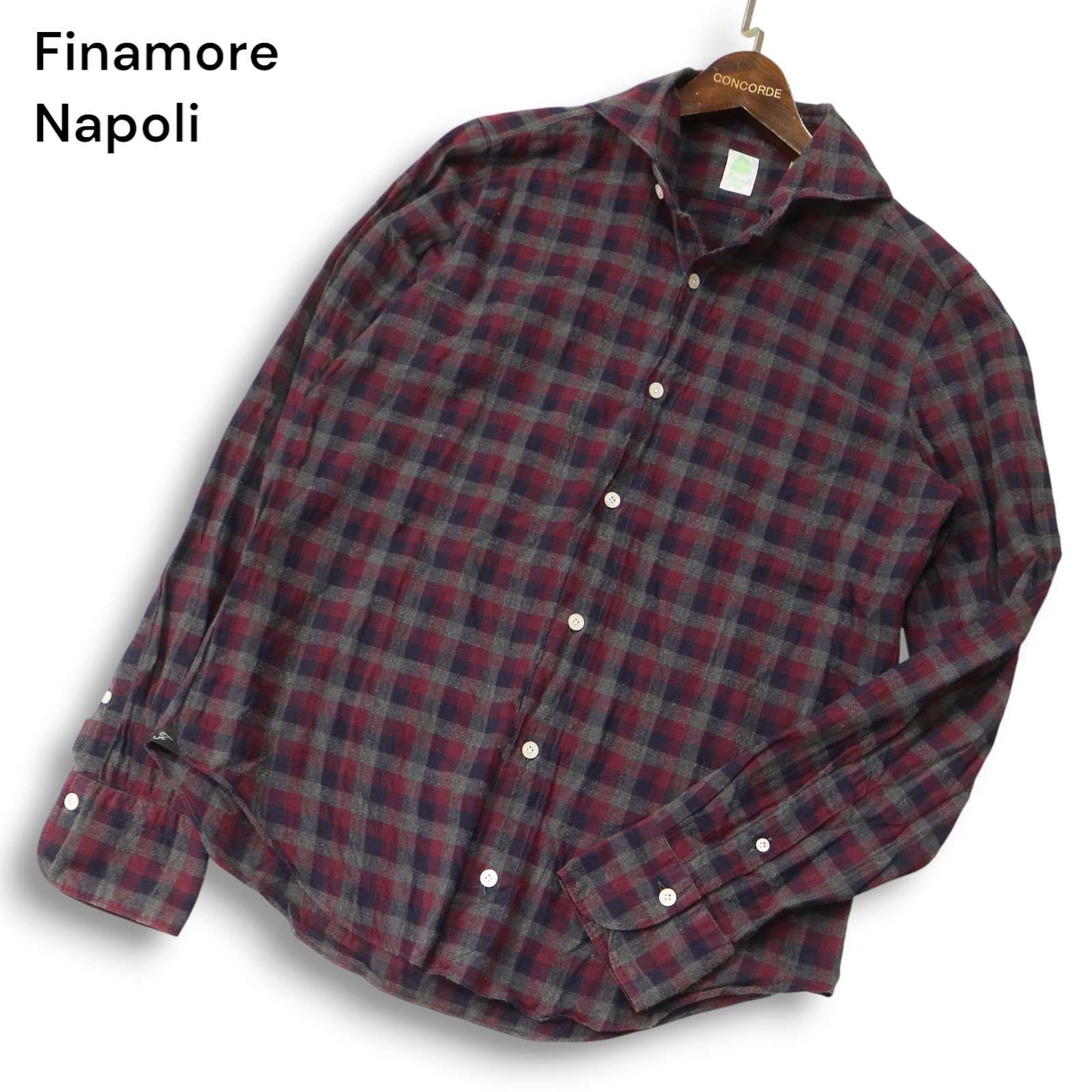 Finamore Napoli チェックシャツ イタリア製 イタリア製 Finamore 