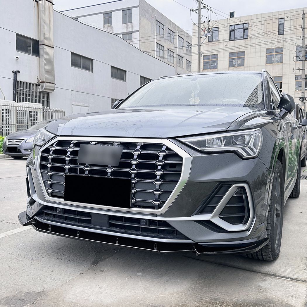 アウディQ3 F3 S-line 2019年以降対応 ユニセックス スポーツ系ABS製フロントリップスポイラー ピアノブラック|カーボン調