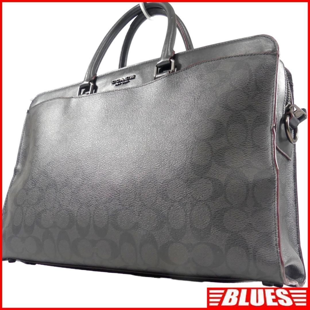 ビジネスバッグ 本革 メンズ COACH コーチ シグネチャー 黒 NR3315