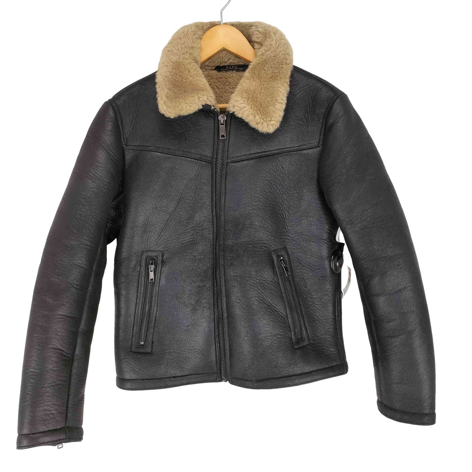 ザラ ZARA エコムートン ボア ジャケット メンズ import：S - メルカリ