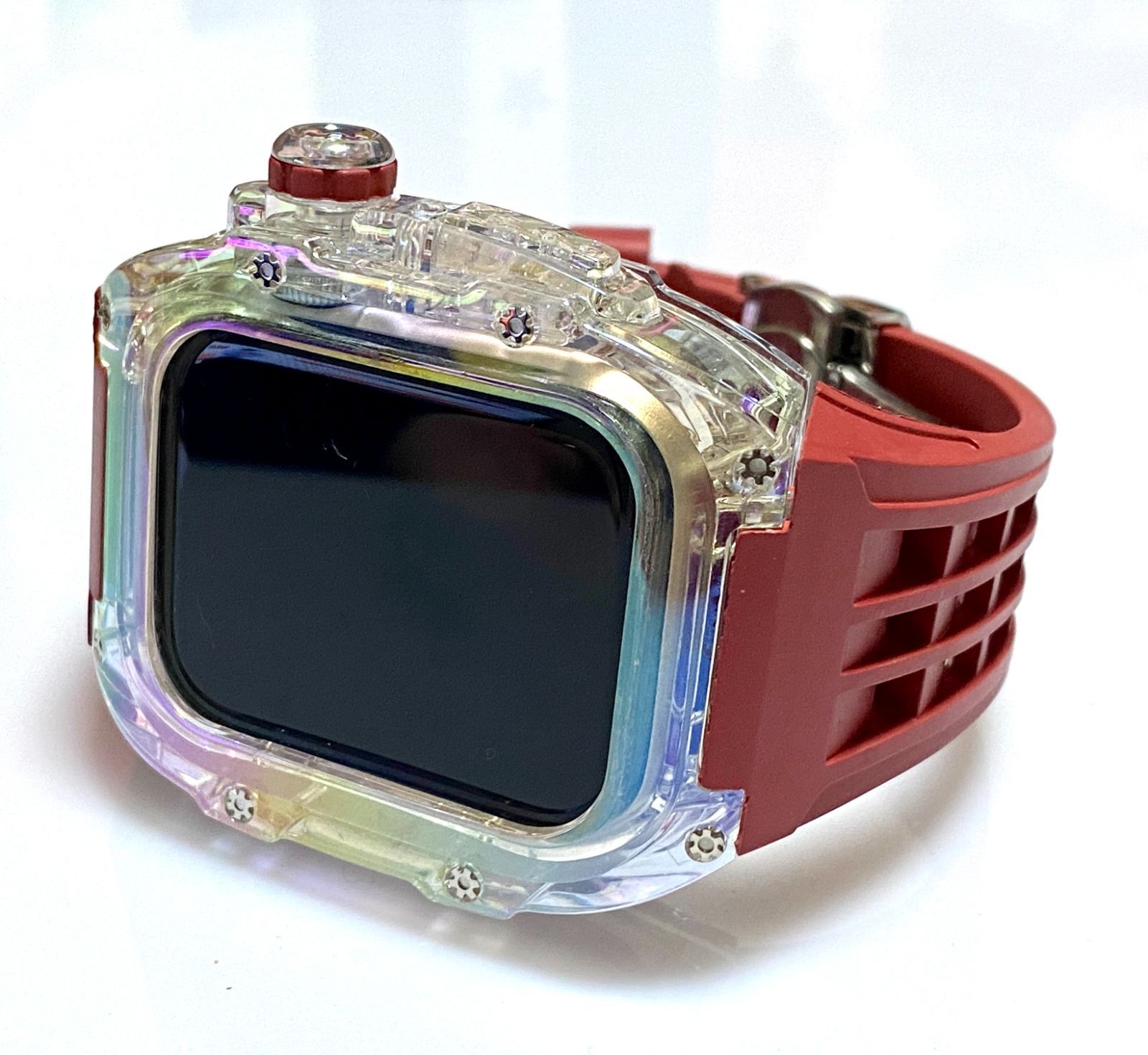 オーロラR☆アップルウォッチバンド ラバーベルト カバー Apple Watch 