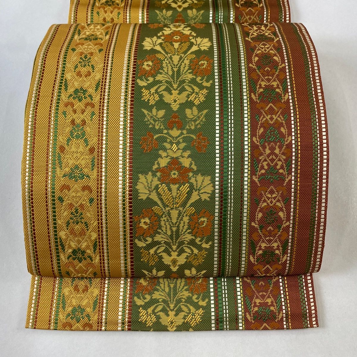 名古屋帯 美品 優品 松葉仕立て 八寸名古屋帯 紬地 縦縞 紫 正絹