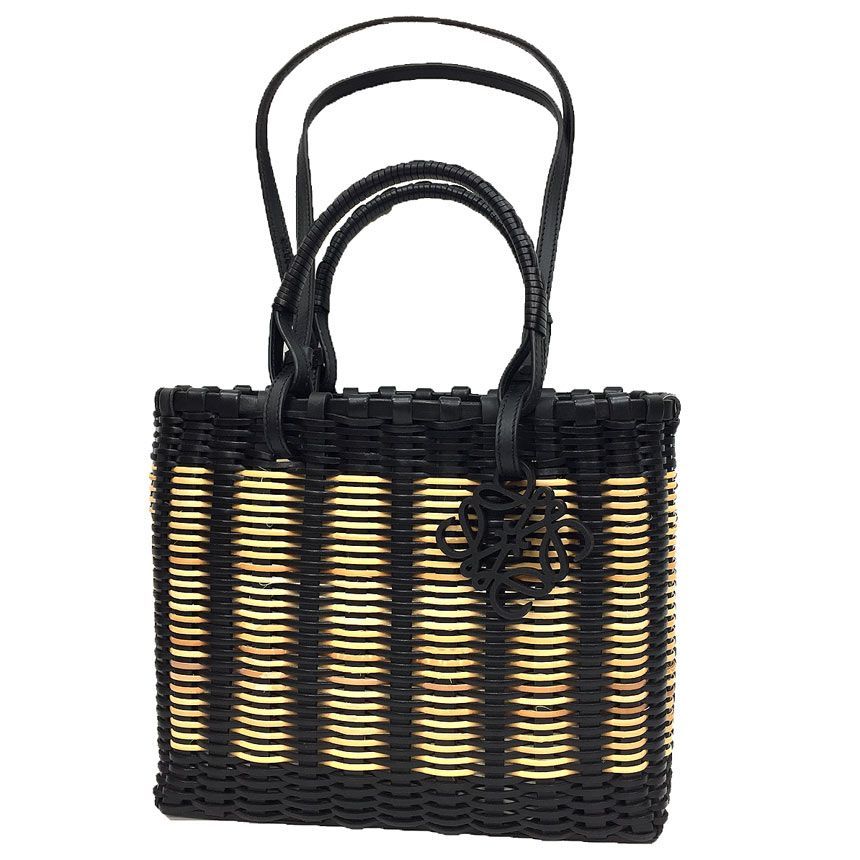 LOEWE ロエベ スクエア かごバッグ 籐バッグ ラタン レザー 美品 