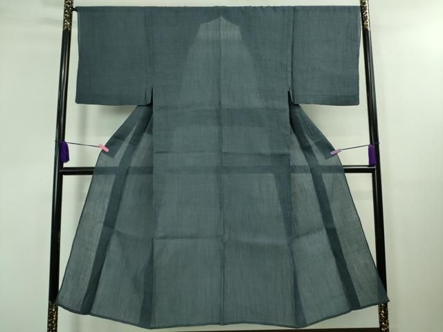 平和屋着物 上 夏物 男性 本場小千谷ちぢみ 麻 色無地 鉄御納戸色 DZAA8362kh5