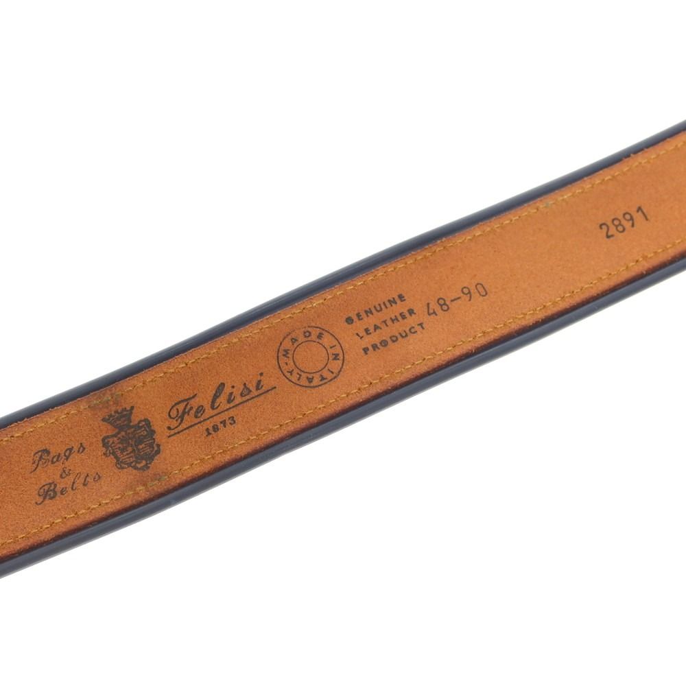 中古】フェリージ Felisi レザー ベルト ブラウンxネイビー