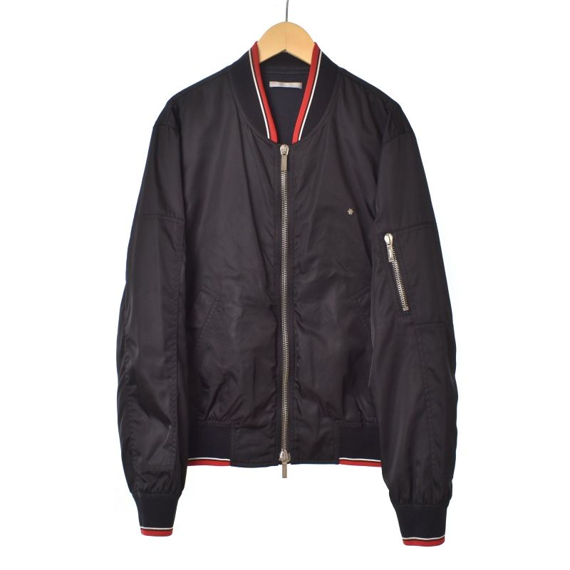 ディオールオム Dior HOMME 17AW Zip Up Bomber Jacket バッジ ジップアップ ボンバージャケット ブルゾン  レッドライン ナイロン 46 黒 ブラック 733C408A3962 - メルカリ