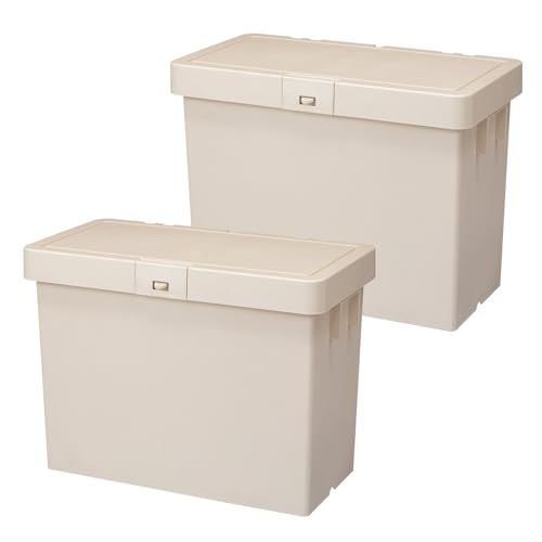 ザッカLab. 宅配ボックス デリバリーボックス 2個セット アイボリー ｜ 置き配ボックス 60×33×44.5cm シンプル スリム フタ付き プラスチック 積み重ね 屋外 収納 ベランダ 宅配BOX 白 ブラウン ピンク 屋外ストッカー 配達mp