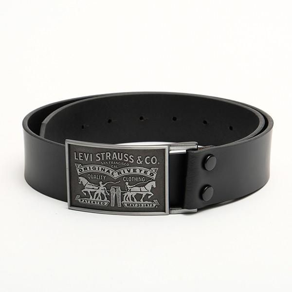 Levi's リーバイス ロゴ バックル 本革ベルト 38mm ブラック