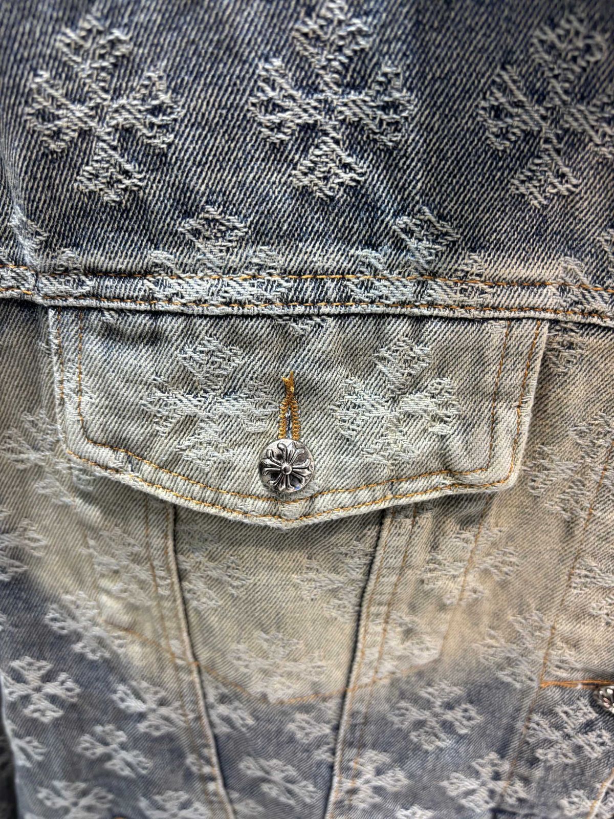 ロゴ刺繍入りデニムジャケット グレー